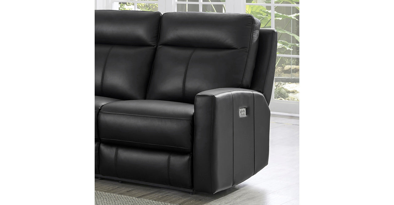 Vienna Power Headrest Leather Recliner, Black